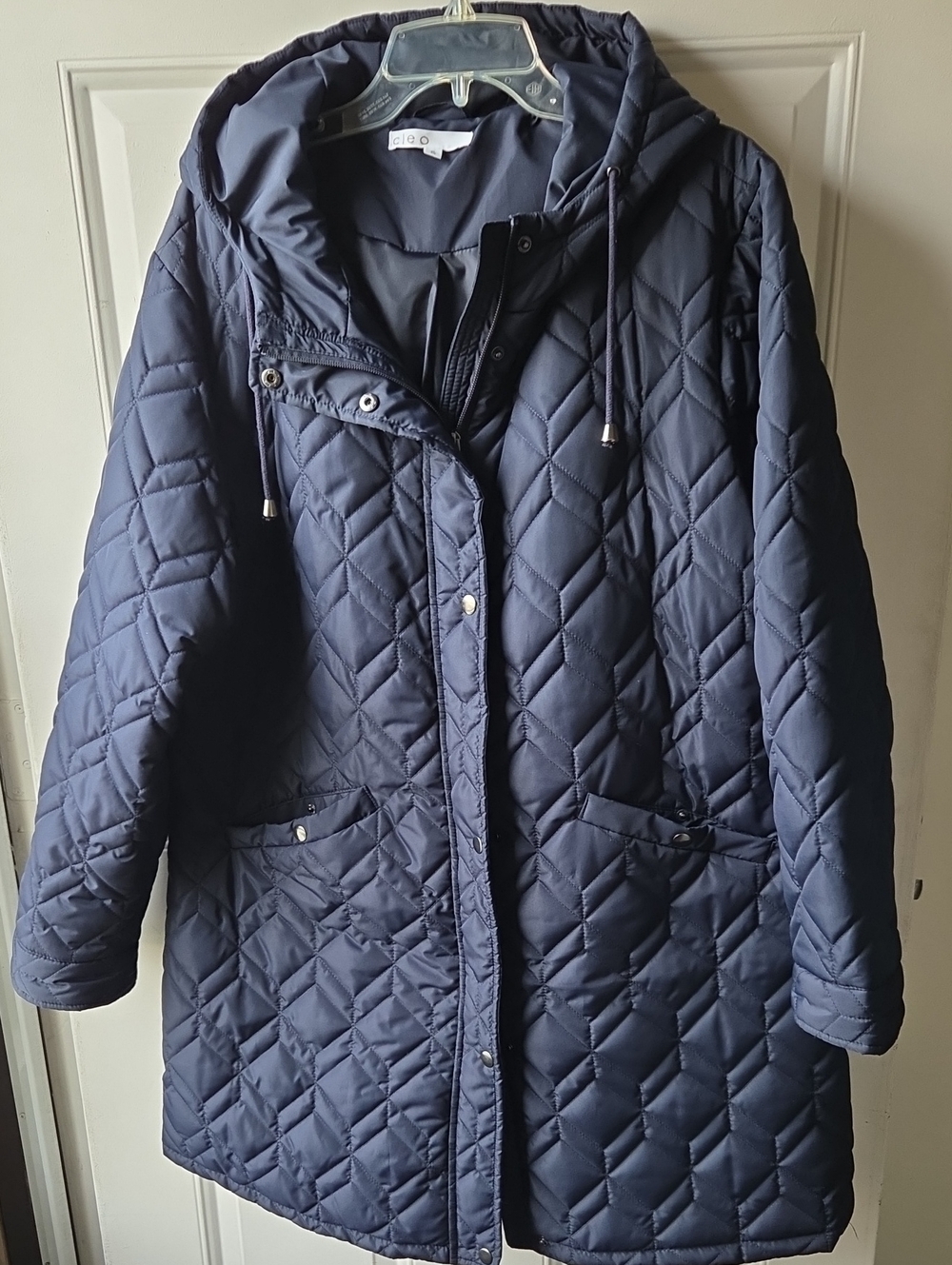 cleo Navy Quilted Hooded Puffer Coat